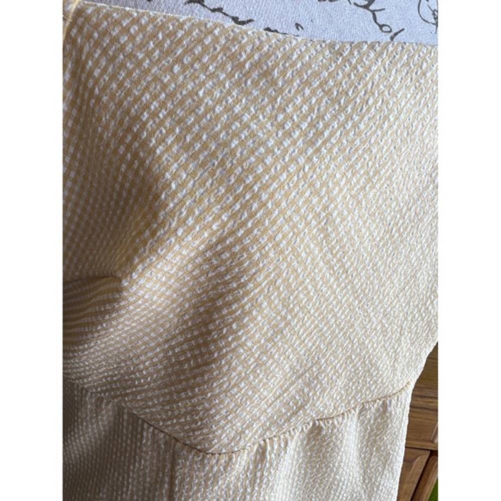 Altar'd State Yellow‎ Gingham Seersucker Puff Sleeve Mini Dress Square Neck Med - Picture 3 of 10